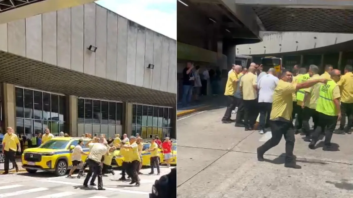 Confronto reúne ao menos 20 taxistas no Aeroporto do Galeão