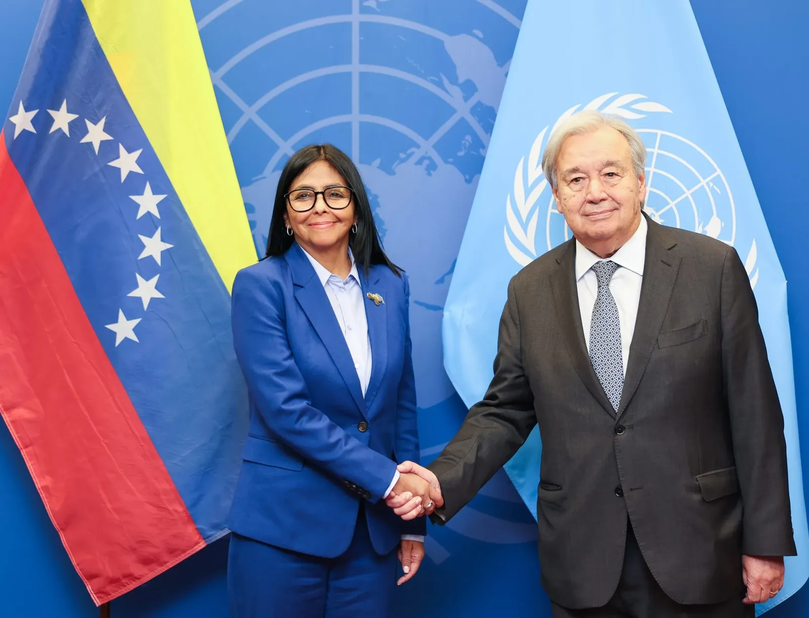 Delcy Rodríguez retoma contatos multilaterais em visita à sede da ONU