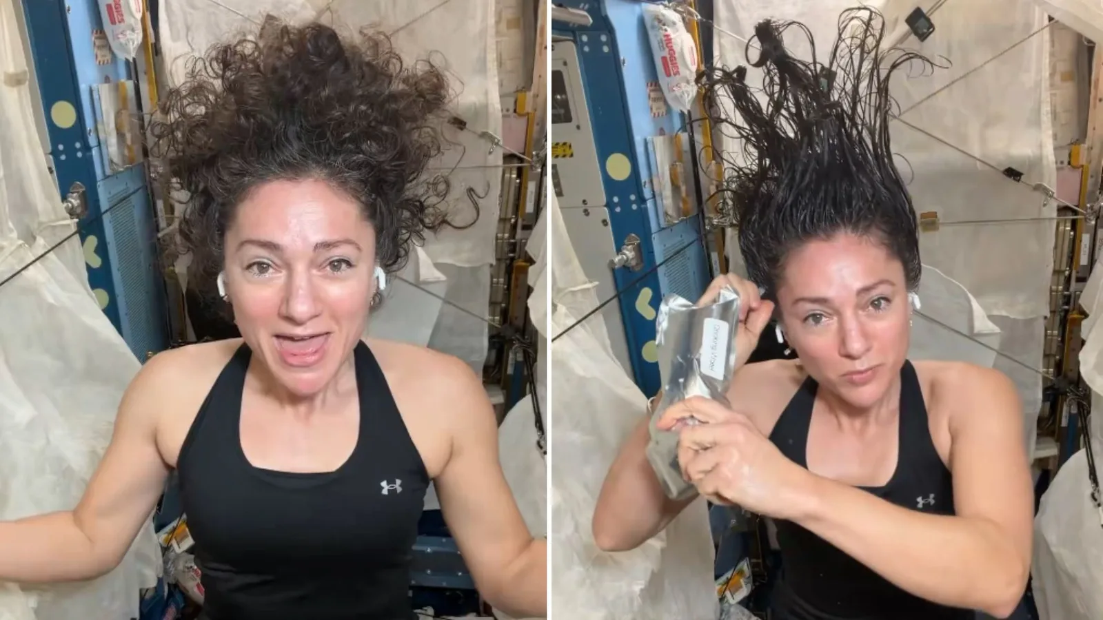 Jessica Meir explica como cuida dos cachos na Estação Espacial