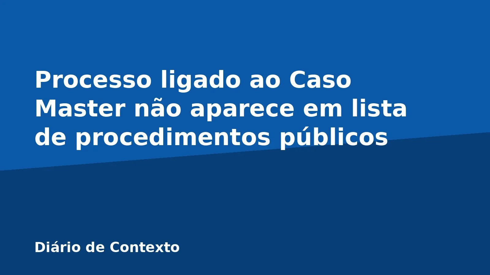 Processo ligado ao Caso Master não aparece em lista de procedimentos públicos