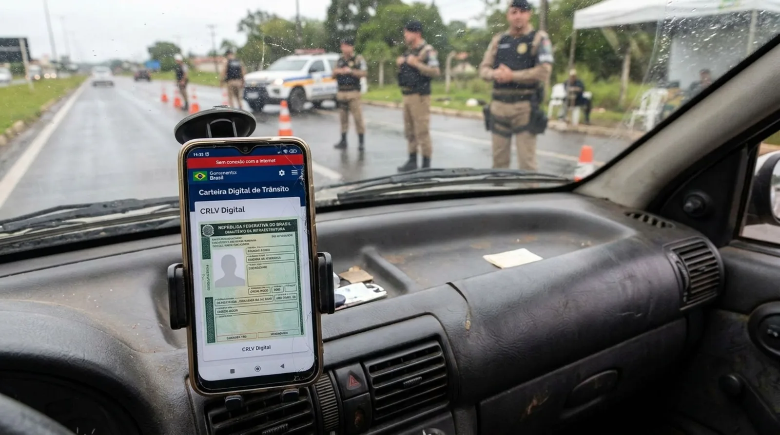 CRLV-e pode ser validado offline, mas precisa ser preparado antes da abordagem